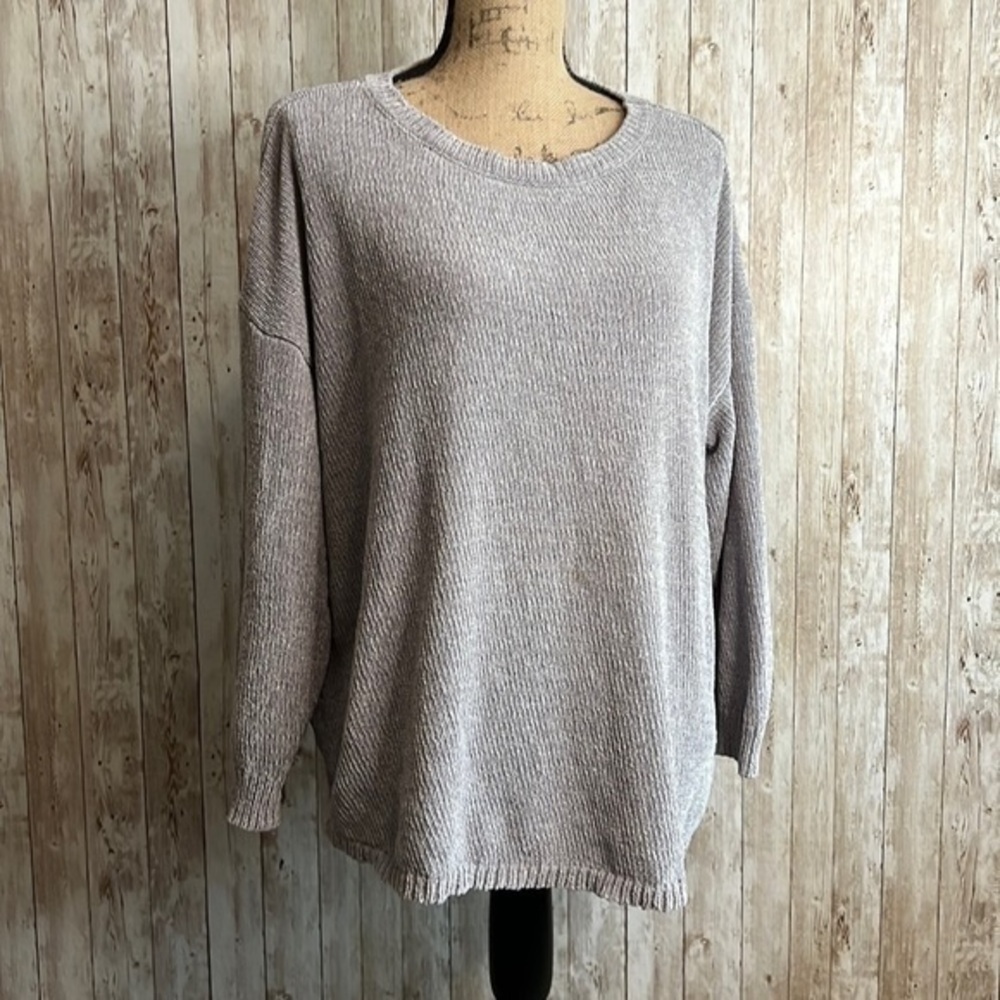 Ellen Tracy Grey Oversized Knit Sweater